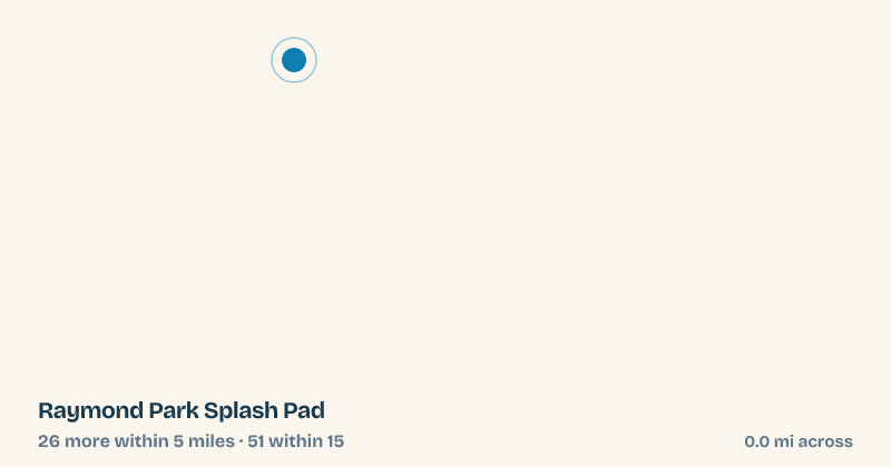 Map of Raymond Park Splash Pad and the 51 other splash pads within 15 miles